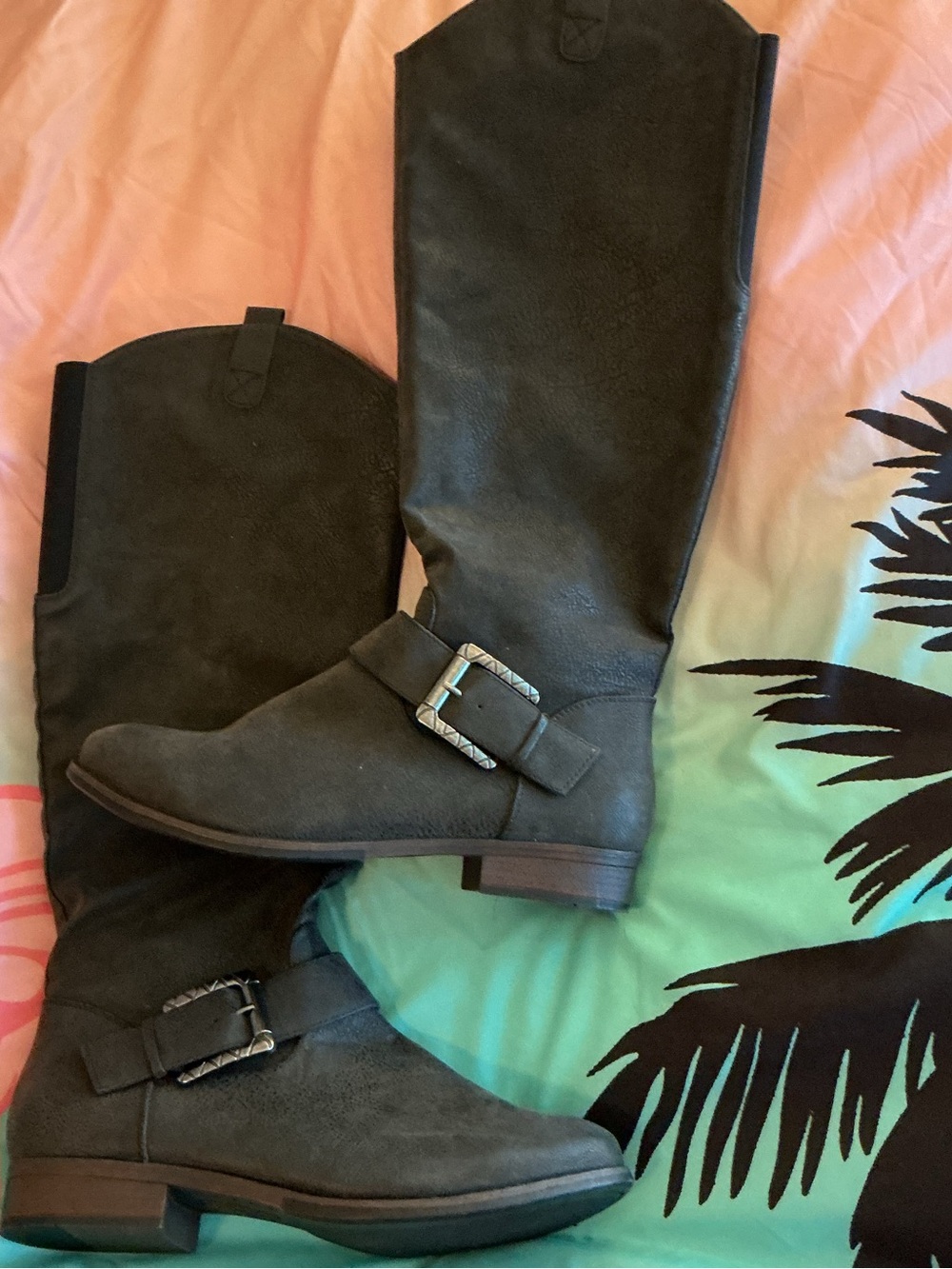 Kelly & Katie Blair Tall Brown Buckle Riding Boots - Black 10 M NWOT